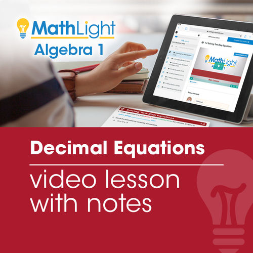 Preview of Decimal Equations Video Lesson with Guided Notes