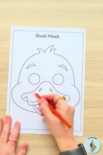Printable Duck Mask Template, Farm & Spring Animal Coloring Page Craft ...