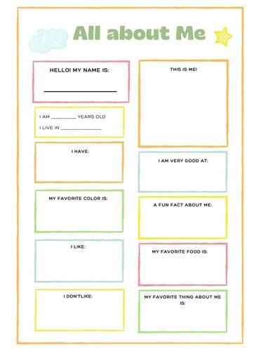 Preview of All About Me Back To School WorkSheet Bundle!