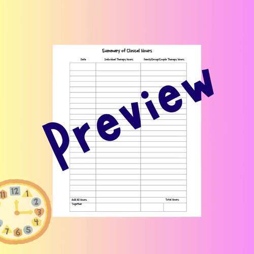 Clinical Hours Summary Tracker by SassySocialWorkShop | TPT