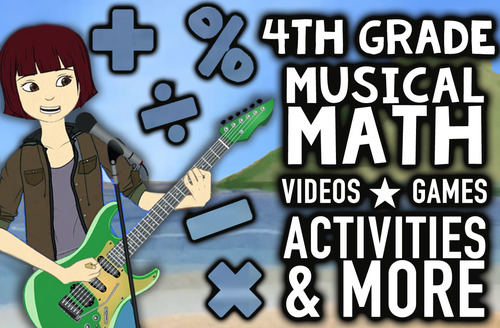 Preview of Musical 4th Grade Common Core & TEKS Math Review Program with Animations