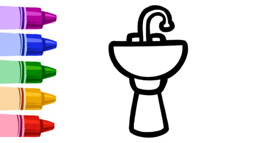 Preview of Color & Learn With Bathroom sink | Kids Vocabulary Coloring Video