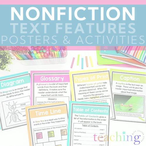 Nonfiction Text Features Posters and Activities by Jillian Starr