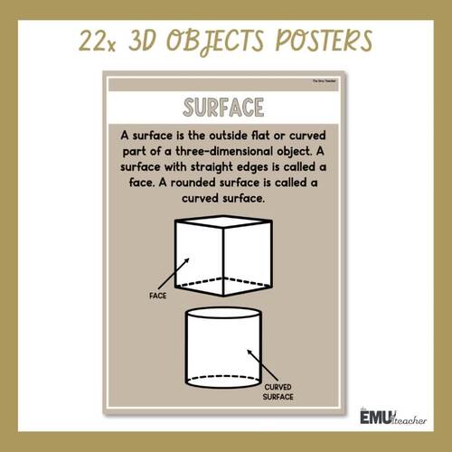 3D Objects / 3D Shapes Posters Natural Key Vocabulary Features Types