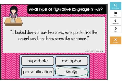 Front Desk | Figurative Language Activity or Quiz | BOOM CARDS | TPT