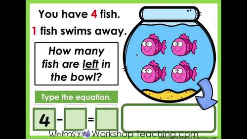 Boom Cards Math Subtract Within 10 Word Problem Fish Distance Learning