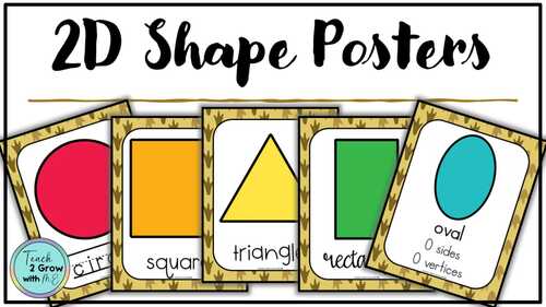 2D and 3D Shape Posters Anchor Charts Dinosaur Theme Classroom Decor