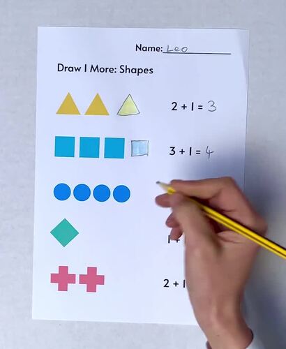 Draw One More Number Sense Worksheets Shape Coloring Pictures by LEO ...