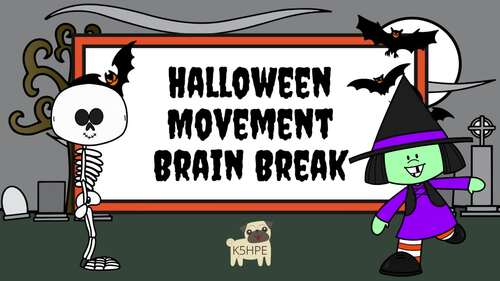 Preview of Halloween Movement Brain Break Fitness, Exercise for Kids, PE, DPA