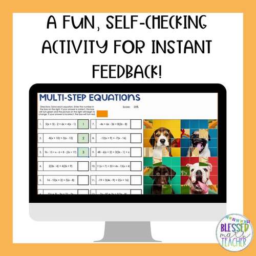 Multi-Step Equations Digital Activity and Worksheet - Thanksgiving ...