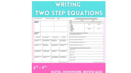 Two-Step Equations Curriculum Packet Writing & Word Problems Middle ...