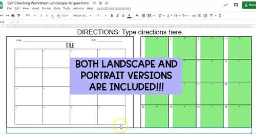 Self Checking Editable Worksheet Template BUNDLE by Jillian Fernandez