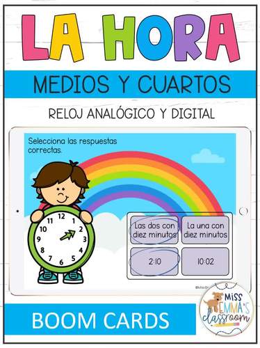 la-hora-con-cinco-minutos-telling-time-to-the-5-minutes-in-spanish