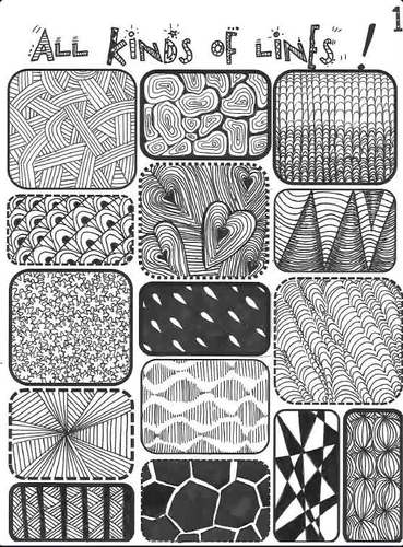 105 Line Pattern Ideas! Design Handouts Printable Packet Art Drawing Resource