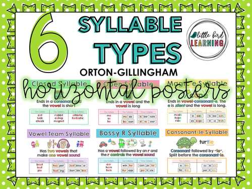 Syllable Types Orton-Gillingham Posters by Little Bird Learning | TpT