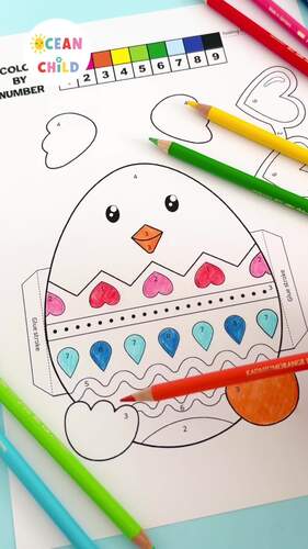 Color by Code Easter Chick Activity for Fun Learning Spring Coloring ...