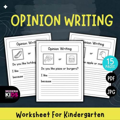 Kindergarten Opinion Writing Worksheet by ModernKids LearningPress