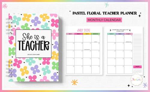 2026-2027 Teacher Planner | Teacher Binder | Pastel Floral Theme