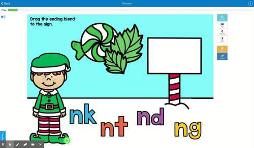 Ending Blends Activities December Boom Cards