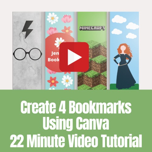 Preview of Graphic Design For Beginners: Create 4 Bookmarks Using Canva Complete Lesson