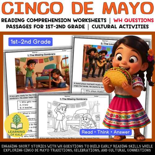 Cinco de Mayo Reading Comprehension Worksheets WH Questions Passages ...