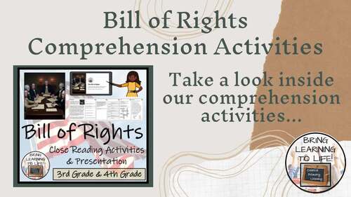 Bill of Rights Close Reading Comprehension Activities | 3rd Grade & 4th ...