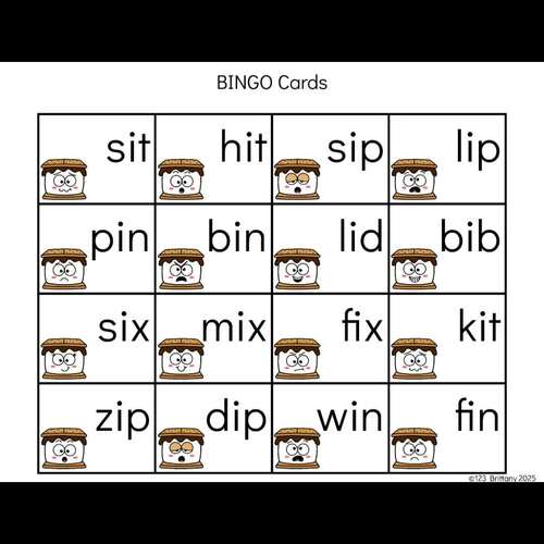 Short i Partner BINGO by 123 Brittany | TPT
