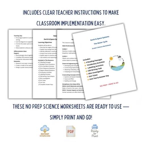 Water Cycle Worksheets 5th Grade Science Full Unit | NGSS Earth & Space ...
