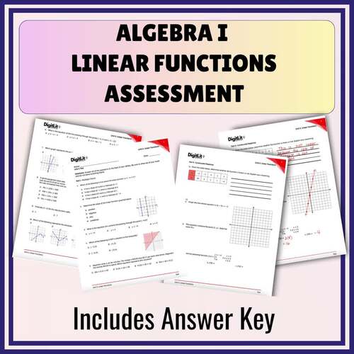 Linear Functions Editable Test & Assessment for 8th-11th Grade Algebra 1
