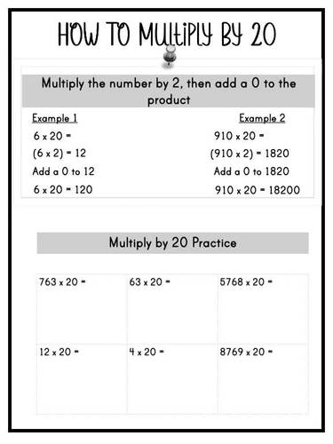 Multiplication Practice - Multiplying by 2-digit Numbers from 20 - 29