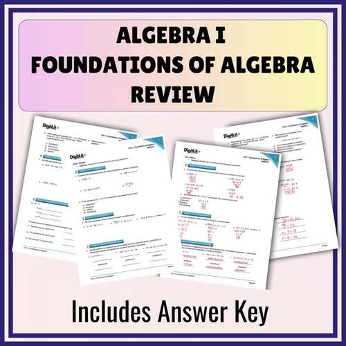 Foundations of Algebra Editable Algebra Review Worksheets,Study Guide ...