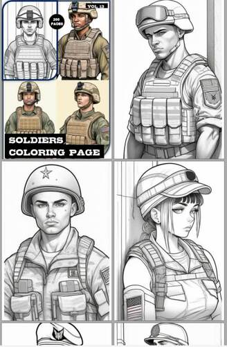Soldiers Coloring Book for Adults Vol. 13 - 200 Pages | Printable Army ...