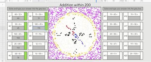 Digital Math Pixel Art | 4th Grade Fluency Practice - Addition Within 200
