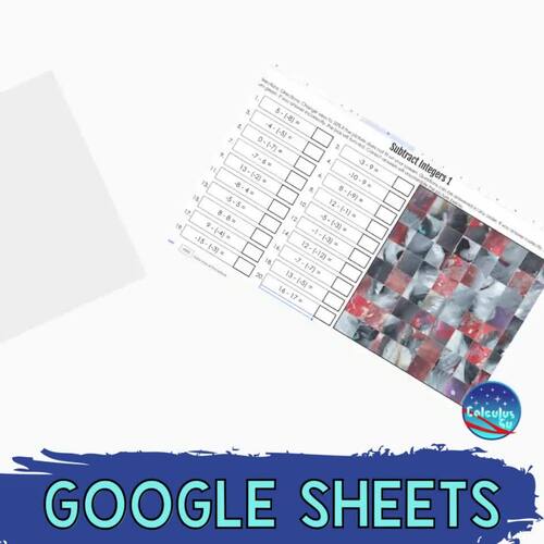 Subtract Integers | Google Sheets by Calculus4u | TPT