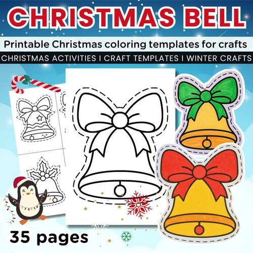 Christmas Bell Coloring Templates for Crafts Decorations Bulletin