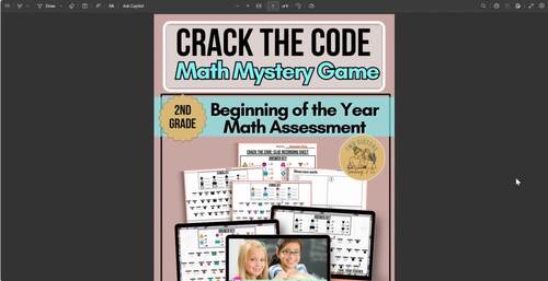 Beginning of Year Math Assessment: BTS Game 2nd Grade Math, Crack the ...