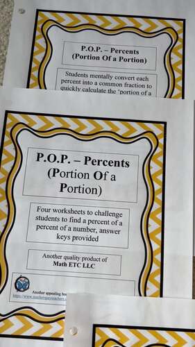 P.O.P. - A Percent of a Percent of a Number by MonumentalMath | TPT