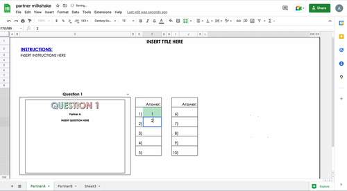 EDITABLE Pixel Art Task Cards Partner Template Milkshake by Amusing Algebra