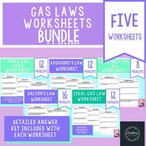 Gas Laws Worksheets Bundle - Answer Key with Work Shown - Distance Learning