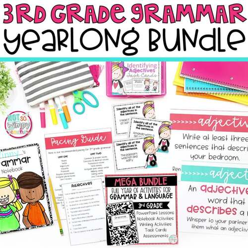 Grammar Practice, Interactive Notebooks, Lessons, Task Cards 3RD GRADE Unit 3