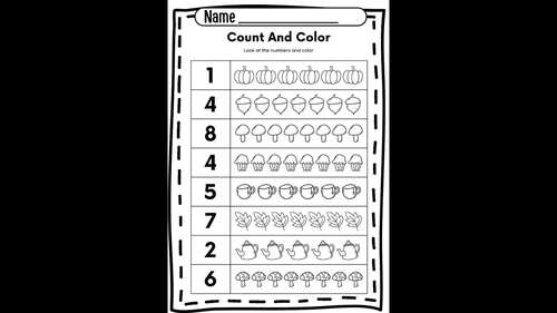 Math Worksheet: Count and color Activities by Taro Creator | TPT