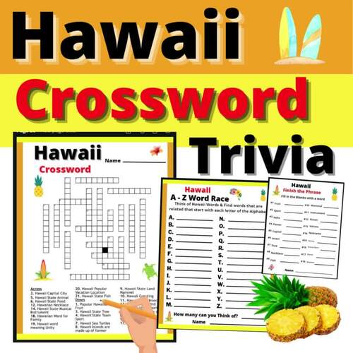 Hawaii Crossword Puzzle and Trivia Vocabulary Activity No Prep Morning