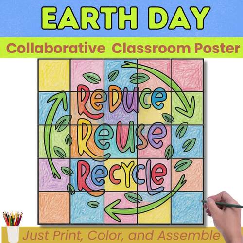 Earth Day Collaborative Poster | Reduce Reuse Recycle Craft Activity