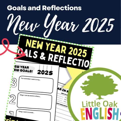 New Years 2025 New Year Resolutions, Reflections and Goal Setting Worksheets
