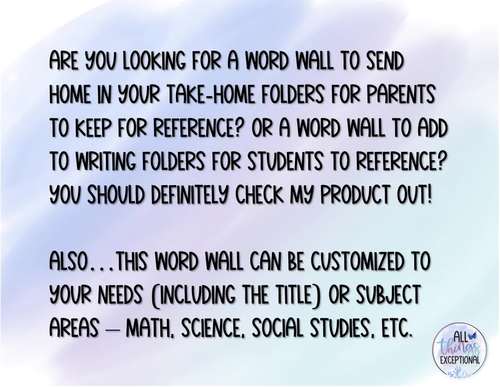 Kindergarten Word Wall | First Grade Word Wall | Blank Word Walls