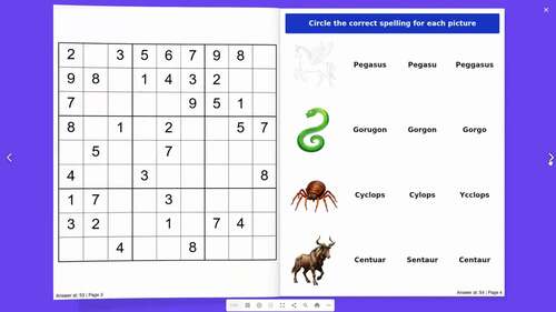 50+ Mythical Legends Worksheets: Sudoku, Word Games & Vocabulary Activities