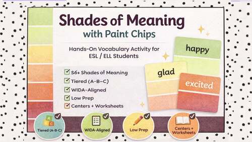 Shades of Meaning Activity | ESL Vocabulary | ELL Word Ladders | TPT