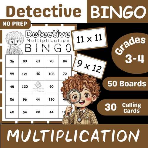 Detective Multiplication Bingo Game | Advanced Facts 0–12 | Math Fact ...
