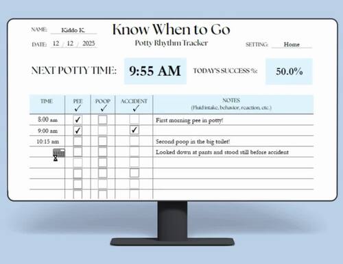 Auto-Calculating Potty Rhythm Tracker (Desktop Version) | Toileting Log ...