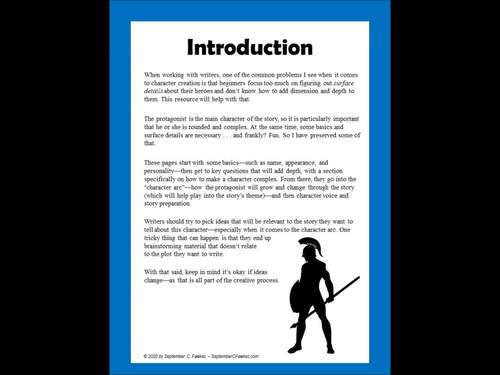 Character Creator: Protagonist - Creative Writing - Distance Learning